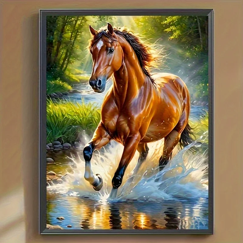 Diamond Painting Animal Brook Galloping Horse Mosaic Handmade Artwork Full Round/Square Diamonds Gift Home Decor