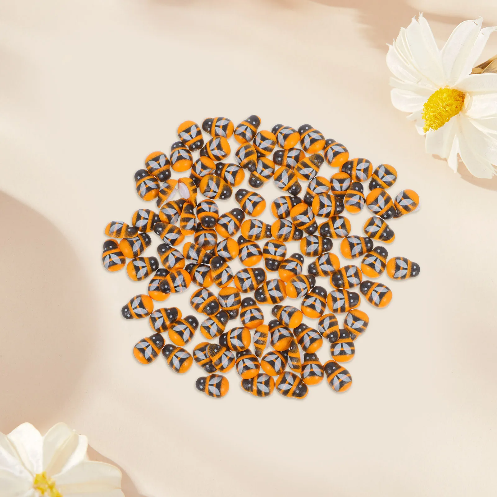 

100Pcs Wooden Bees Self-Adhesive Yellow Bee Embellishments 1.2x0.9x0.5cm DIY Crafts Scrapbooking Wedding Party Farmhouse Decor