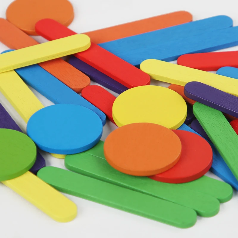 Puzzle en bois assorti en forme de bricolage, jouets éducatifs d'entraînement de motricité Fine Montessori pour enfants, jeu de réflexion en bâton arc-en-ciel