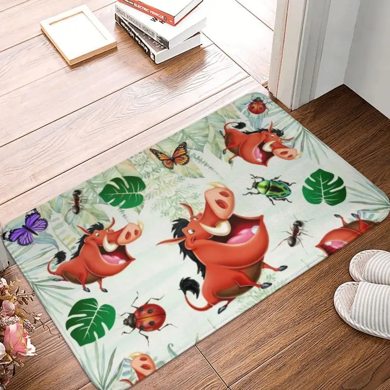 Custom The Lion King Pumba Doormat Non-Slip Entrance Bath Kitchen Door Floor Mats Cartoon Movei Garage Carpet Rug