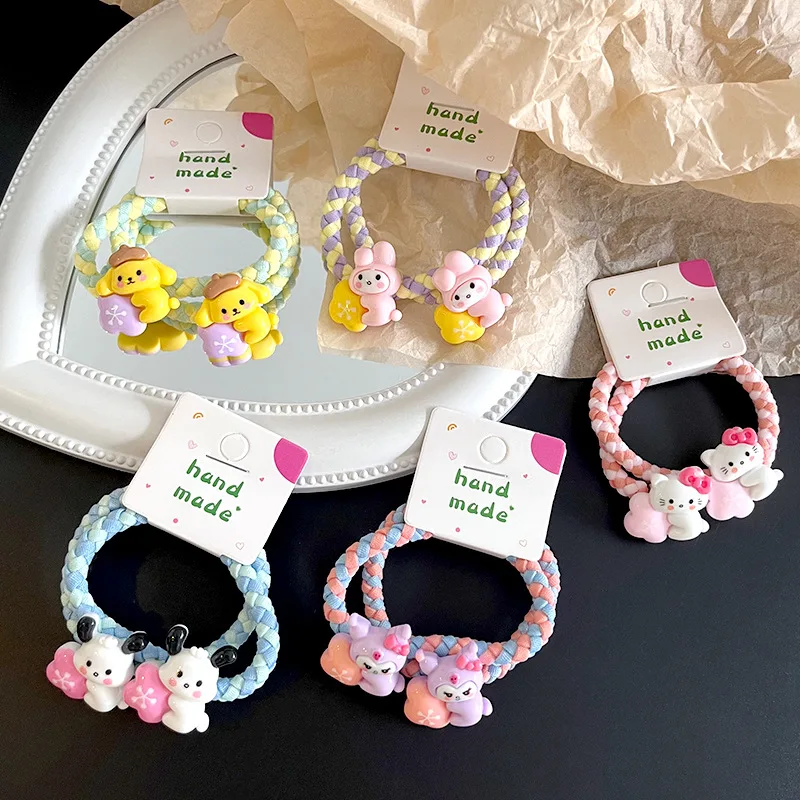 Sanrio Children's Hair Hoop Cute Cartoon Girl Heart Rope Girl Student Braiding Hair Rope Braiding Headwear Baby Hair Accessories