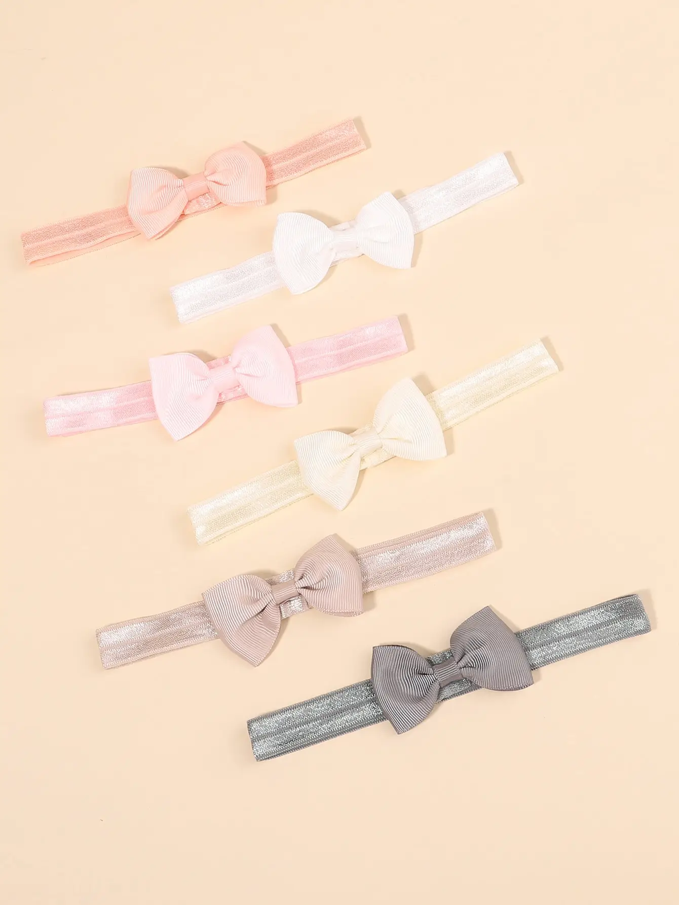6-teiliges Set Einfarbige Schleifenstirnbänder für Babymädchen, Ripsband-Kopfschmuck, Elastische Haarbänder für Kleinkinder und Kinder – Detail 5