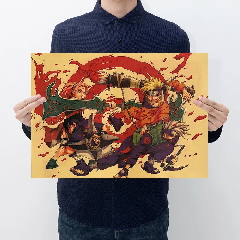Anime Naruto Poster Figure Vintage Kraft Paper Cafe Bedroom Decorative Painting Dormitory Collection Naruto Sticker Poster Gift
