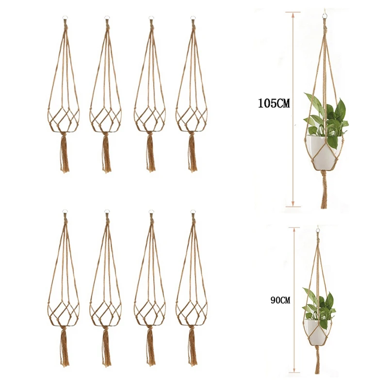 

Hanging Basket Manual Flower Pot Net Bag Braided Home Vintage Plant Sling Knotted Rope Garden Plant Hanger Pot