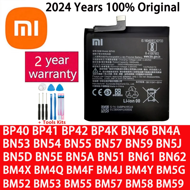 Batterij Voor Xiaomi Mi Redmi Note Poco CC9 K20 F2 F3 K30 M3 X3 M4 K40 X4 X5 7 8 8A 8T 9 9T 10 10S 10T 11 11T 11S 12 12T Lite Pro