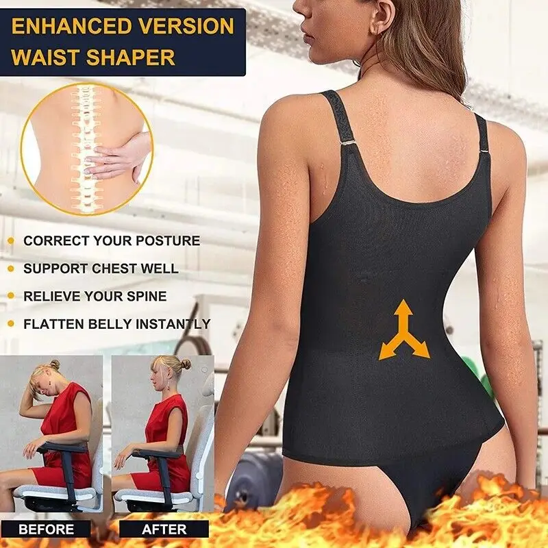 Women's Body Shapewear Shoulder Strap Breasted Belly Slimming Waist Corset Sports Belt Trainer Vest Tummy Control Body Shaper