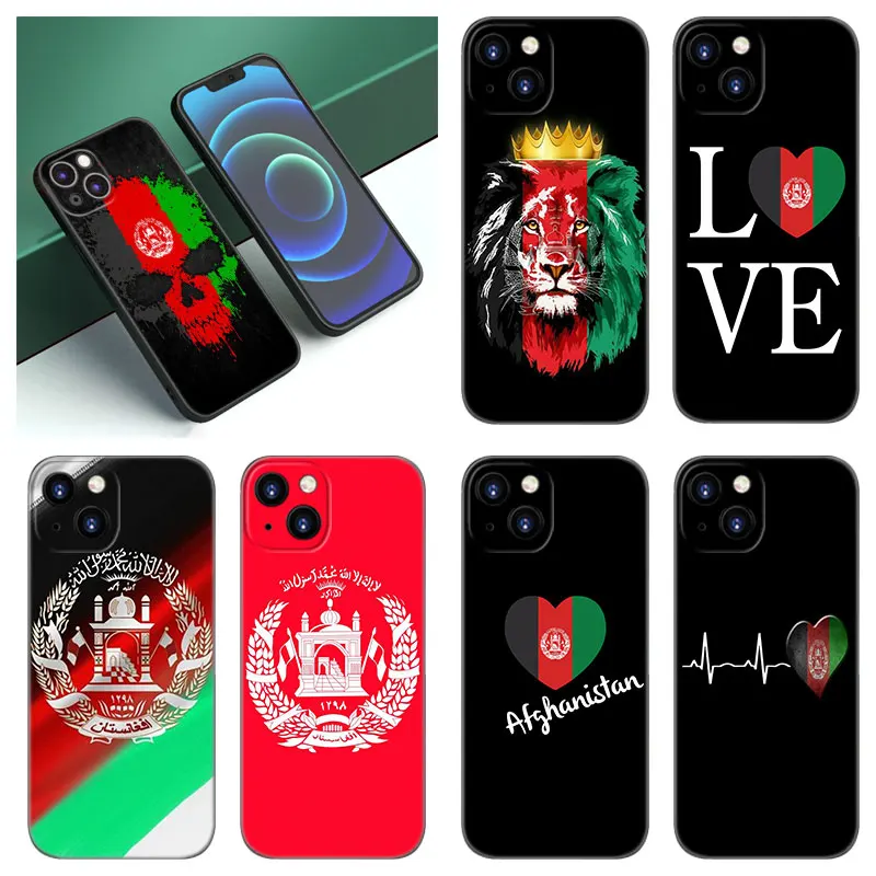 Afghan Afghanistan Flag Case For Apple iPhone 12 13 Mini 11 14 15 Pro Max 7 8 Plus X XR XS SE 2020 2022 Black Silicone Case