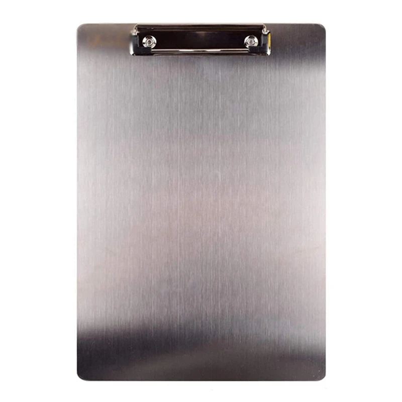 4X Metal Clipboard Folder A4 Stainless Steel Clip Board Bill Storage Folder Writing File Board Menu Splint For Business