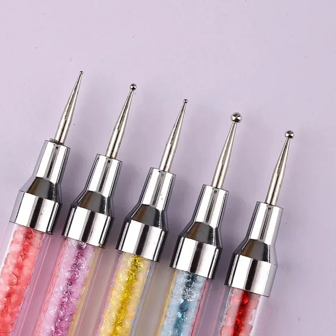 1 Pc Nieuwe Dubbele Weg Strass Nail Art Borstel Borstel Diy Mode Puntjes Gereedschap Pen Siliconen Hoofd Carving Puntjes Tool Voor Vrouwen