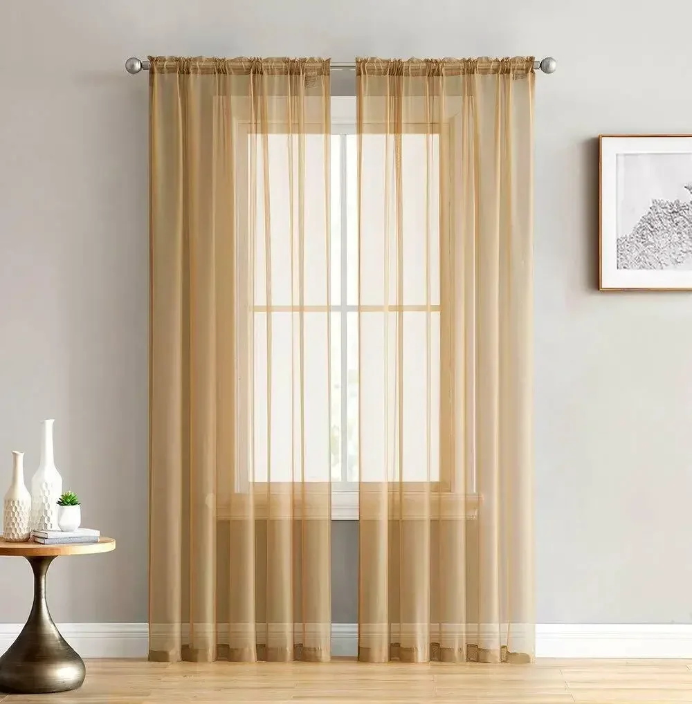 1 Pcs Rod Pocket Rainbow Curtain Pure Color Tulle Curtain For Living Room Sheer Voile Wedding Decor Modern Bedroom Window Tulle