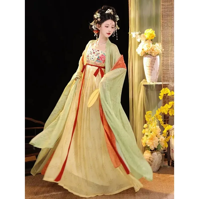 

Chinese Hanfu Dress Women Ancient Traditional Cosplay Costume Vintage Tang Dynasty Blue Red &Green Hanfu Suits