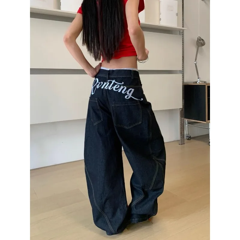

American Hip Hop Glitter Print Loose Casual Sweatpants Street Dance Jazz Sport Pants Iny Embroidery Letter Straight Leg Pants