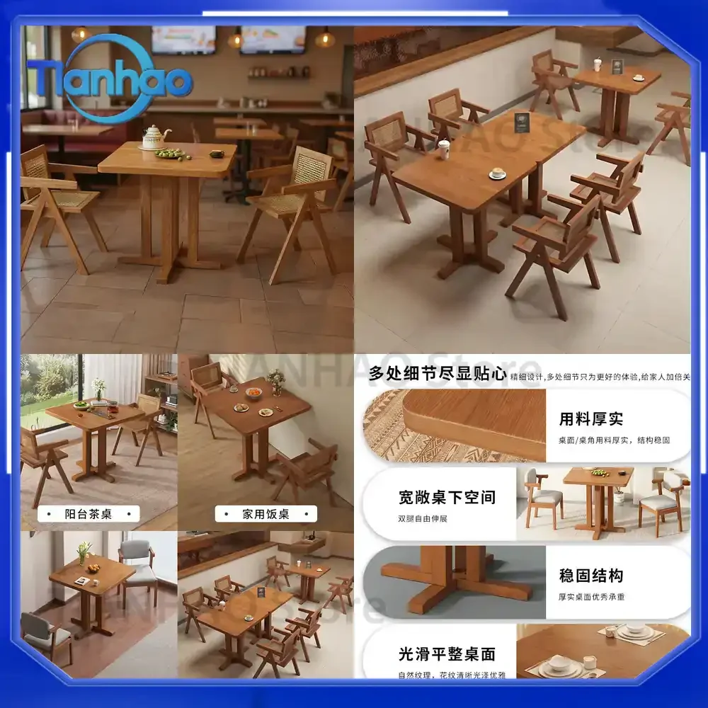 Compact Minimalist Dining Table and Chair Set for Small Spaces Cafes Coffee Shops Bubble Tea Shops Snack Bars Commercial or