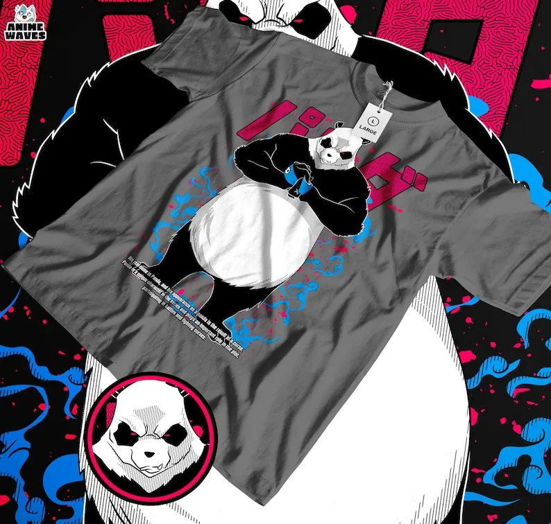 Cursed Panda Anime Unisex T-shirt - Japanese Manga Style, 2020s Era Clothing, Otaku Gift, Japan-Inspired, Supernatural ,