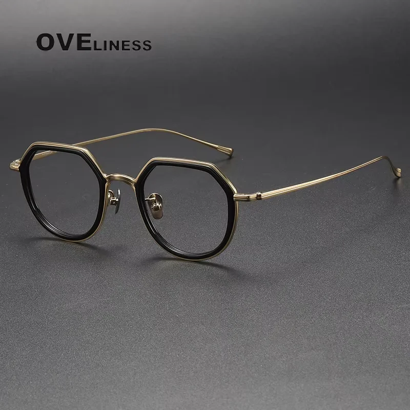 

2025 Acetate Titanium Glasses Frame for Men Women Simple Retro Polygon Eyeglasses frames male full Eyewear spectacles