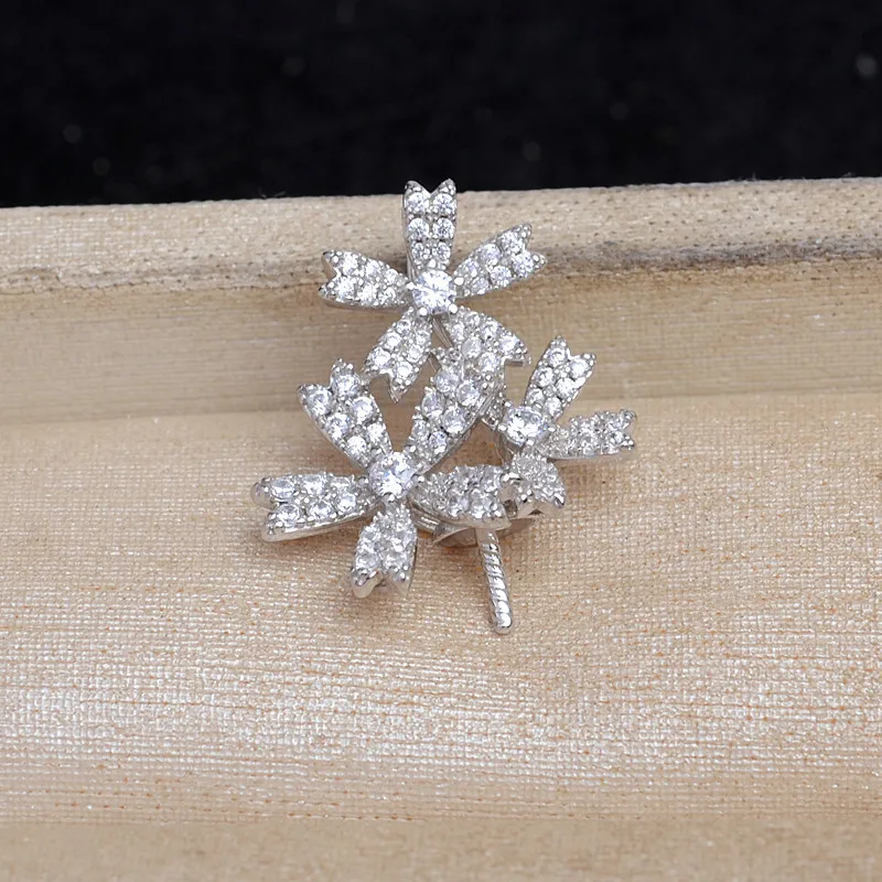 Wholesale 925 Sterling Silver Pendant Mounts Base Findings Settings Mountings Jewelry Fittings for 10-12mm Pearls 3pcs/lot