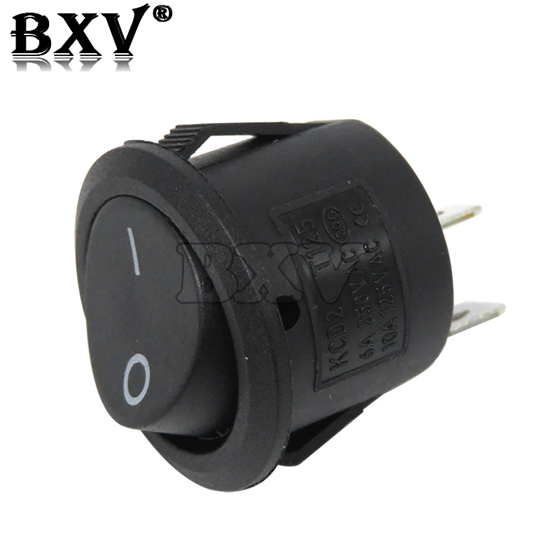 5PCS New Push Butt Switch 20MM SPST 2Pin 3Pin 3A 250V KCD1-105 KDC1 Snap-in Off Round Rocker Switch Black Red White