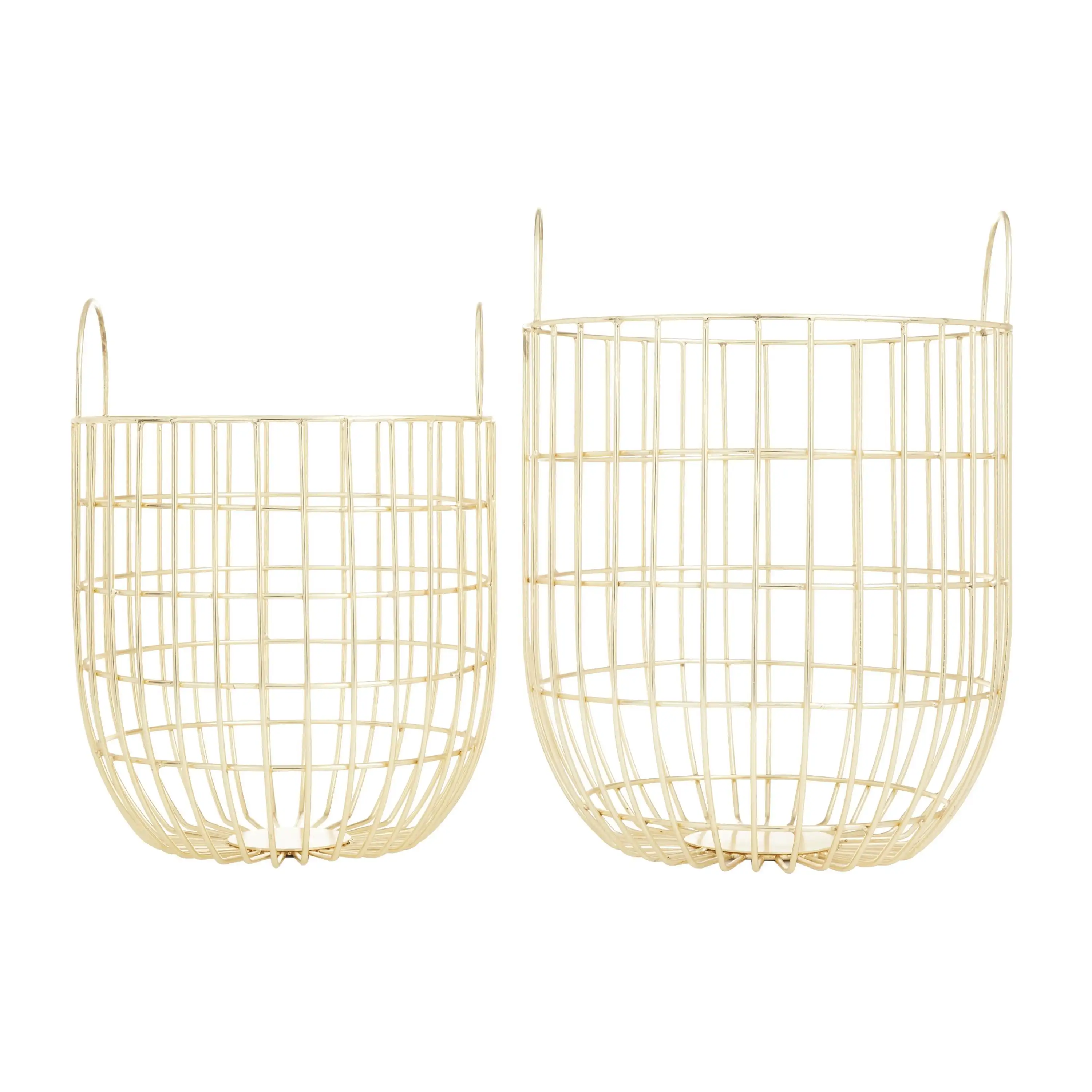 

13, 11W Gold Metal Storage Basket with Handles, 2-Pieces