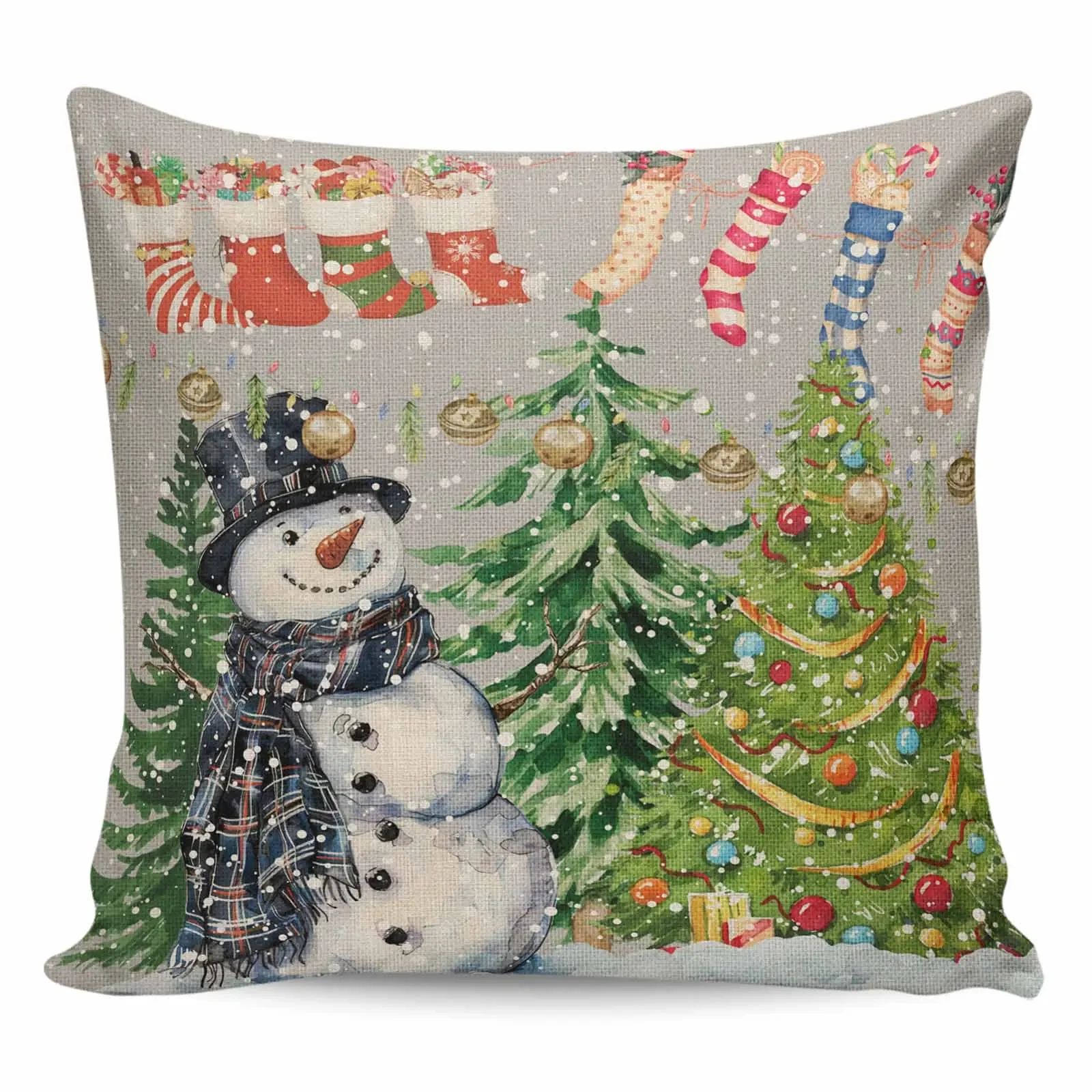 

Decorative Pillows for Sofa Christmas Tree Hand Drawn Home Decor Items Vintage Pillow Covers Pillowcase Pillowcases Cover Cases