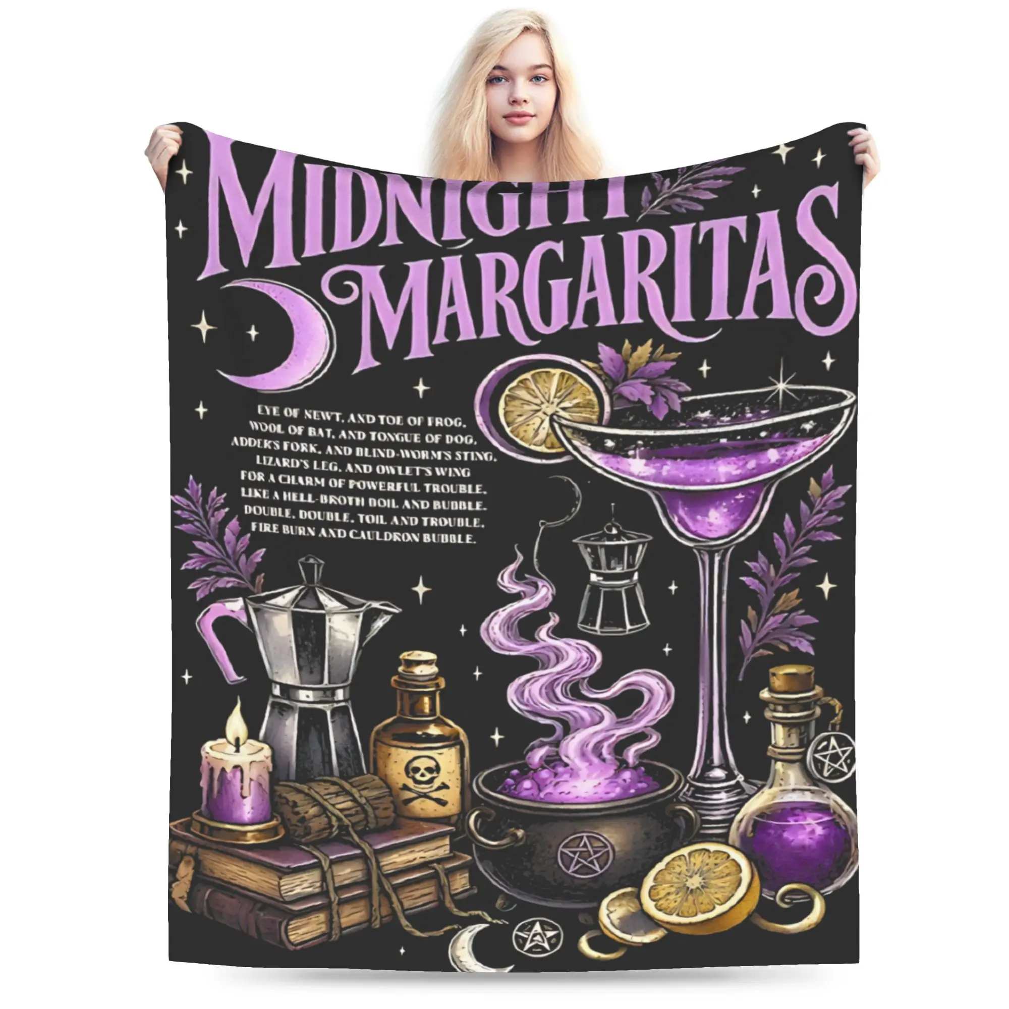 Practical Magic Midnight Margaritas Witchcraft Witchy Coven Pentagram Blankets Fleece Thin Throw Blankets for Sofa Bedspread