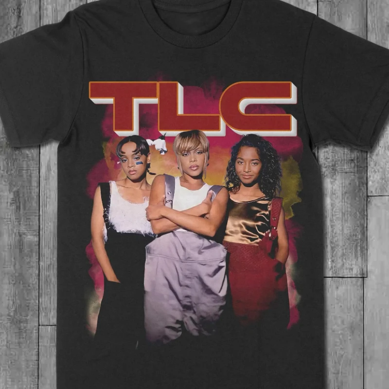 Retro 90s TLC Group Pattern T-shirt, TLC What About Your Friends T-shirt, TLC Girls' Group 90s Inspiration T-shirt