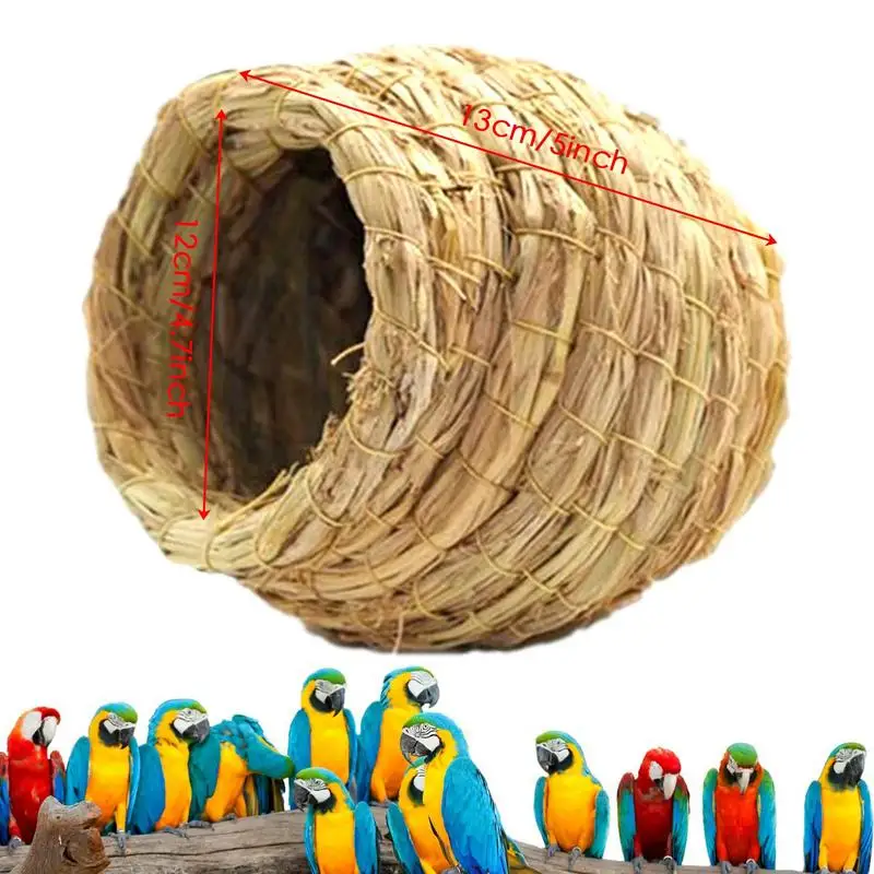 Straw Nesting Birds Nest Bird Cage Reed Grass Bird Nest Birdhouse Outside Hanging Parakeet Handmade Nesting Box Birds Supplies