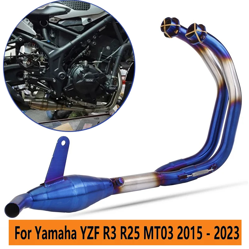 

Motorcycle Exhaust Escape Moto Full Systems Front Middle Link Pipe 2015 - 2023 Years for Yamaha YZF R3 R25 MT03