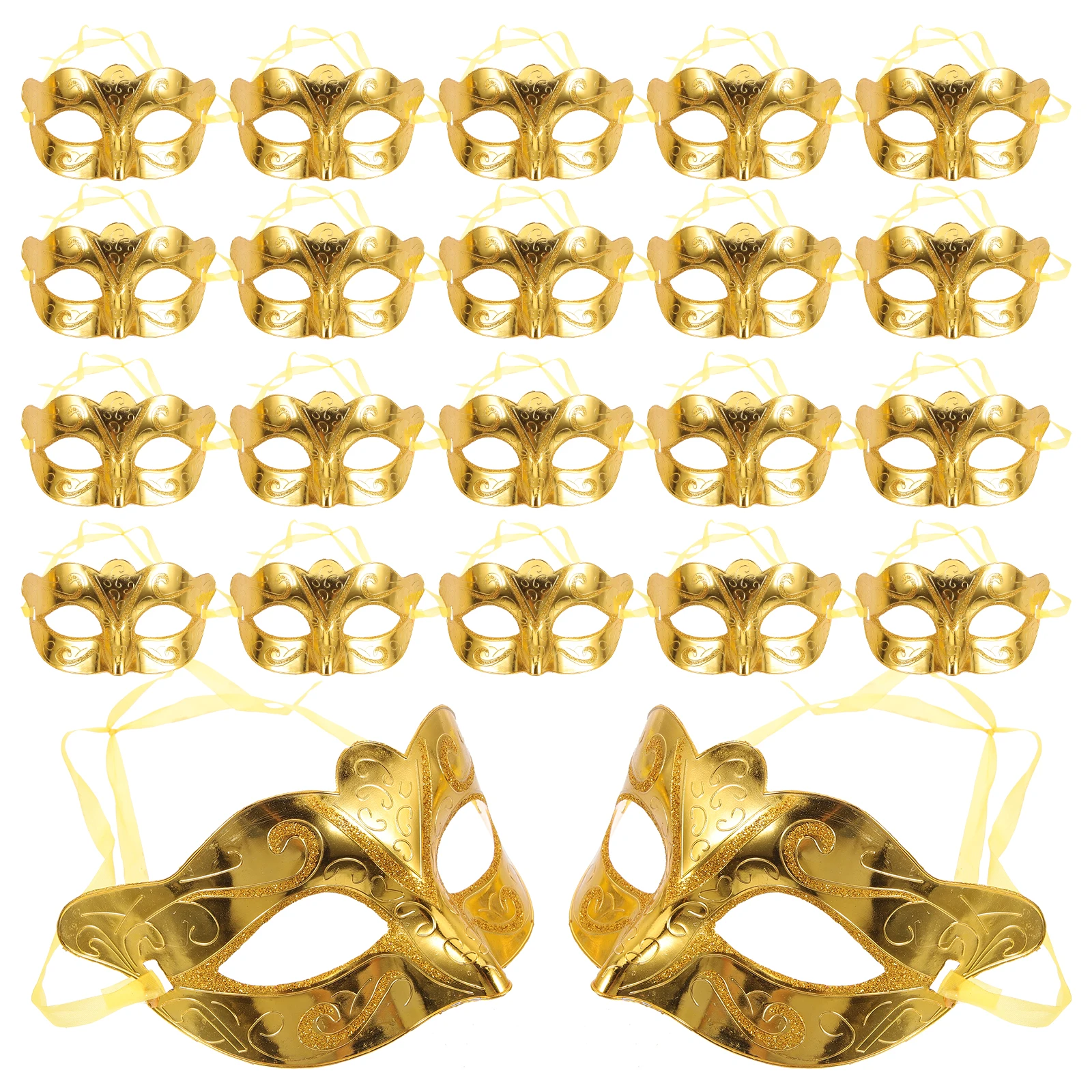 

24 Pcs Mini Masks Halloween Masquerade Prom Costumes Gold Cosplay Supplies Women Mask Prop Festival Dancing
