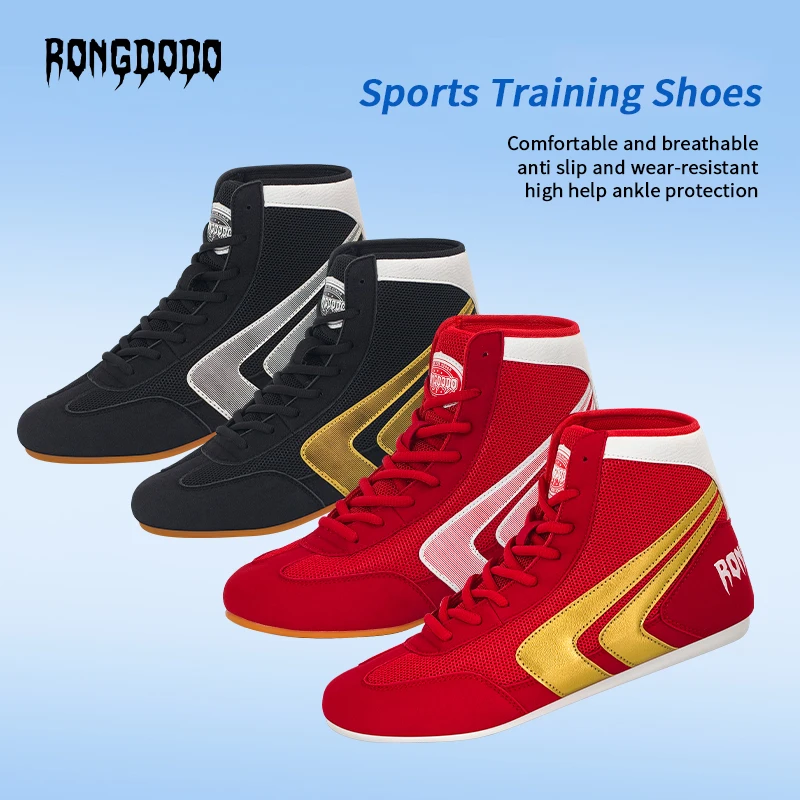 Professional Boxing Wrestling Shoes Breathable Non-slip Indoor Sports Footwear for Martial Arts Fighting & Fitness Training Men