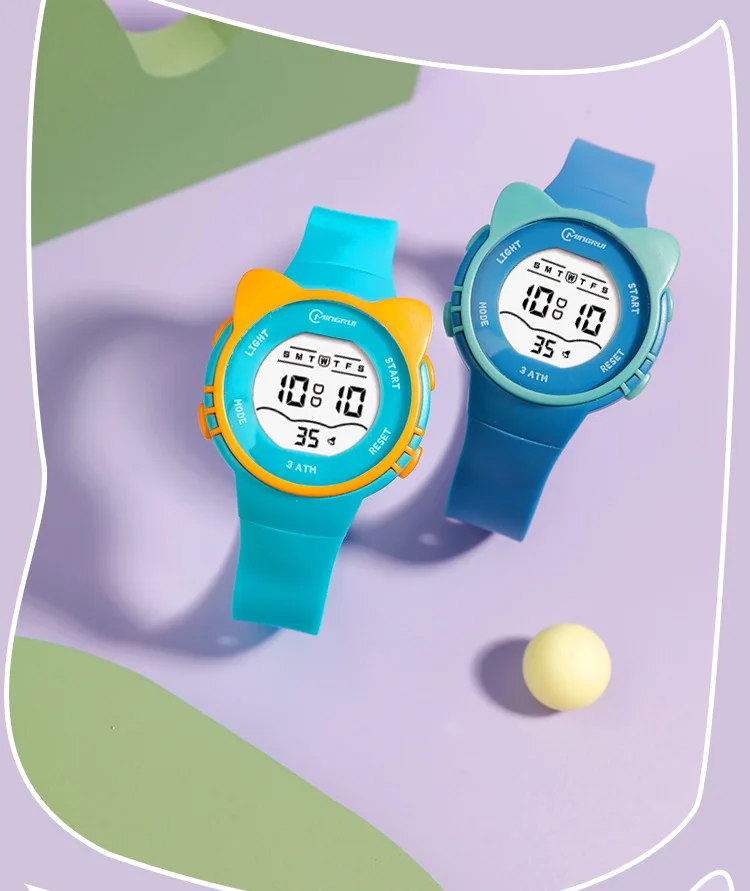 OHSEN-relojes deportivos para niños, pulsera Digital de dibujos animados rosa, resistente al agua, cronómetro electrónico LED, 50M