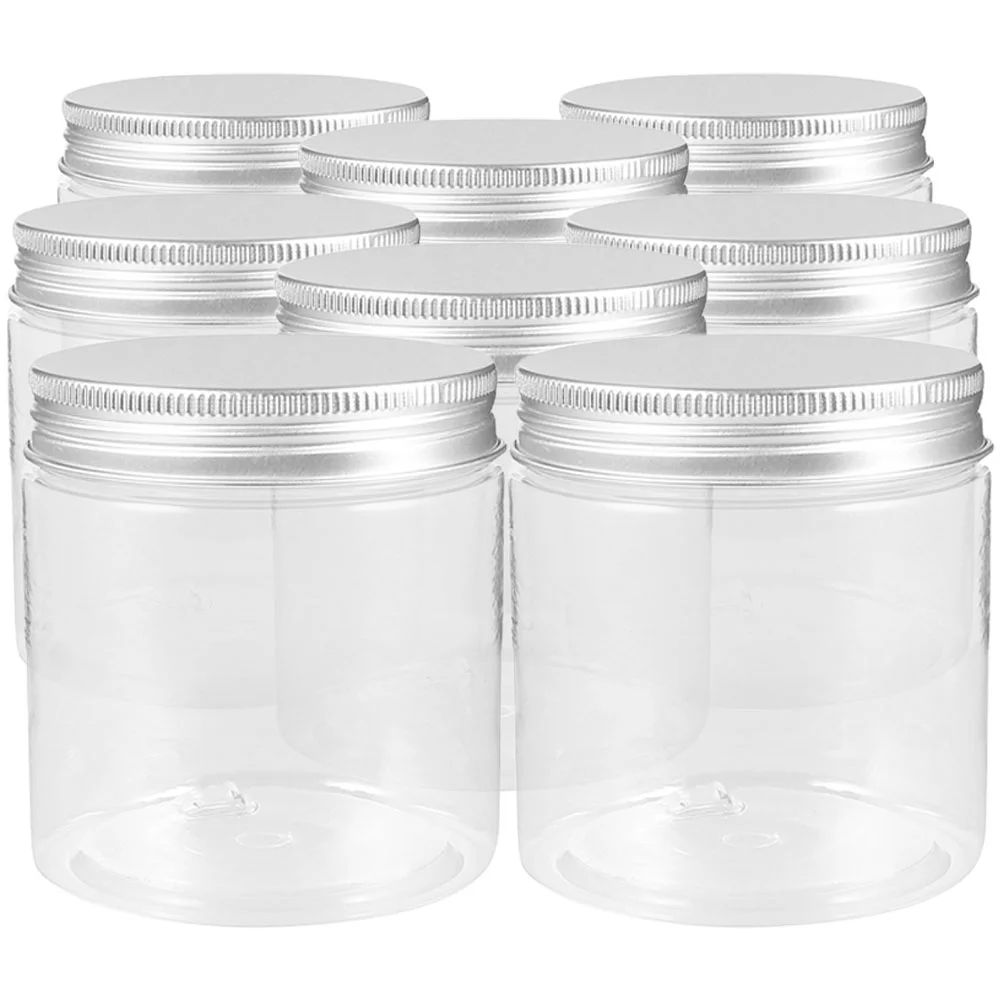 8 Pcs Silver Aluminum Cap Bottle Honey Pot Storage Jars Plastic Sealing The Pet Clear Jam Bottles Small