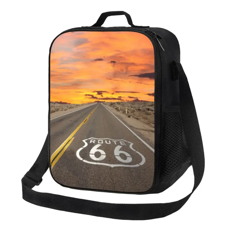 Route 66 Insulated Lunch Bags for School Office USA Highways Resuable Cooler Thermal Lunch Box Women Children