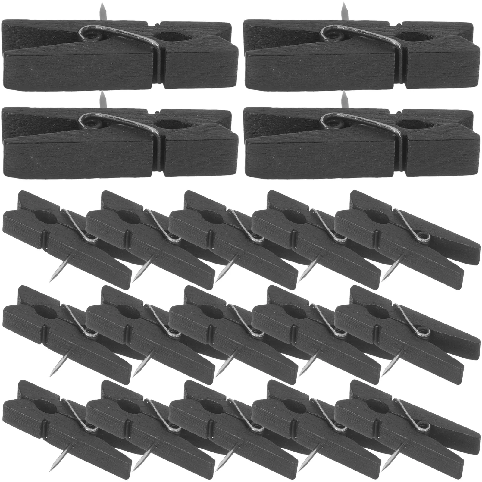 Pasador de empuje negro con Clips decorativos de madera, tachuelas de pulgar de madera duraderas para tablón de anuncios, decoración del hogar y la Oficina