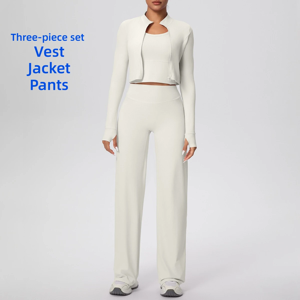 

New Women's Sportswear High Waist Hip Lift Pants Sports Vest Zipper Jacket Three-piece Set Running Workout Clothes Gym Yoga Set