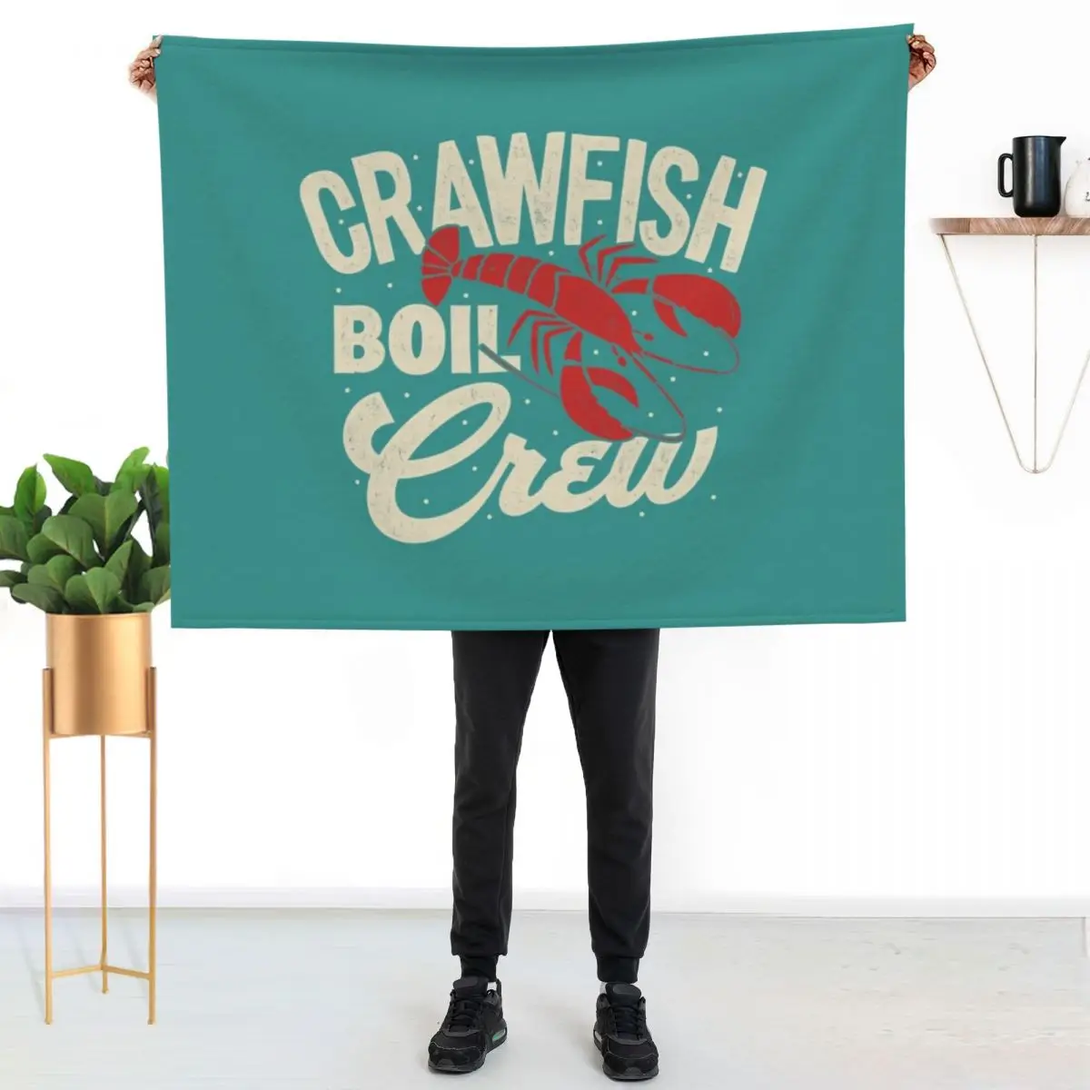 Crawfish Boil Crew Cajun Crayfish Seafood Festival Party T-Shirt Throw Blanket Baby Plaid Flannel Fabric Plush Blankets