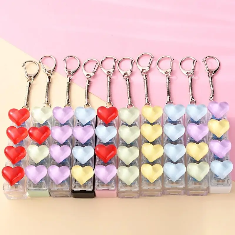 Heart Keyboard Fidget Keychain Stress Releasing Decompression Keychain Press The Keyboard Button Bags Hanging Charm Pendant Gif