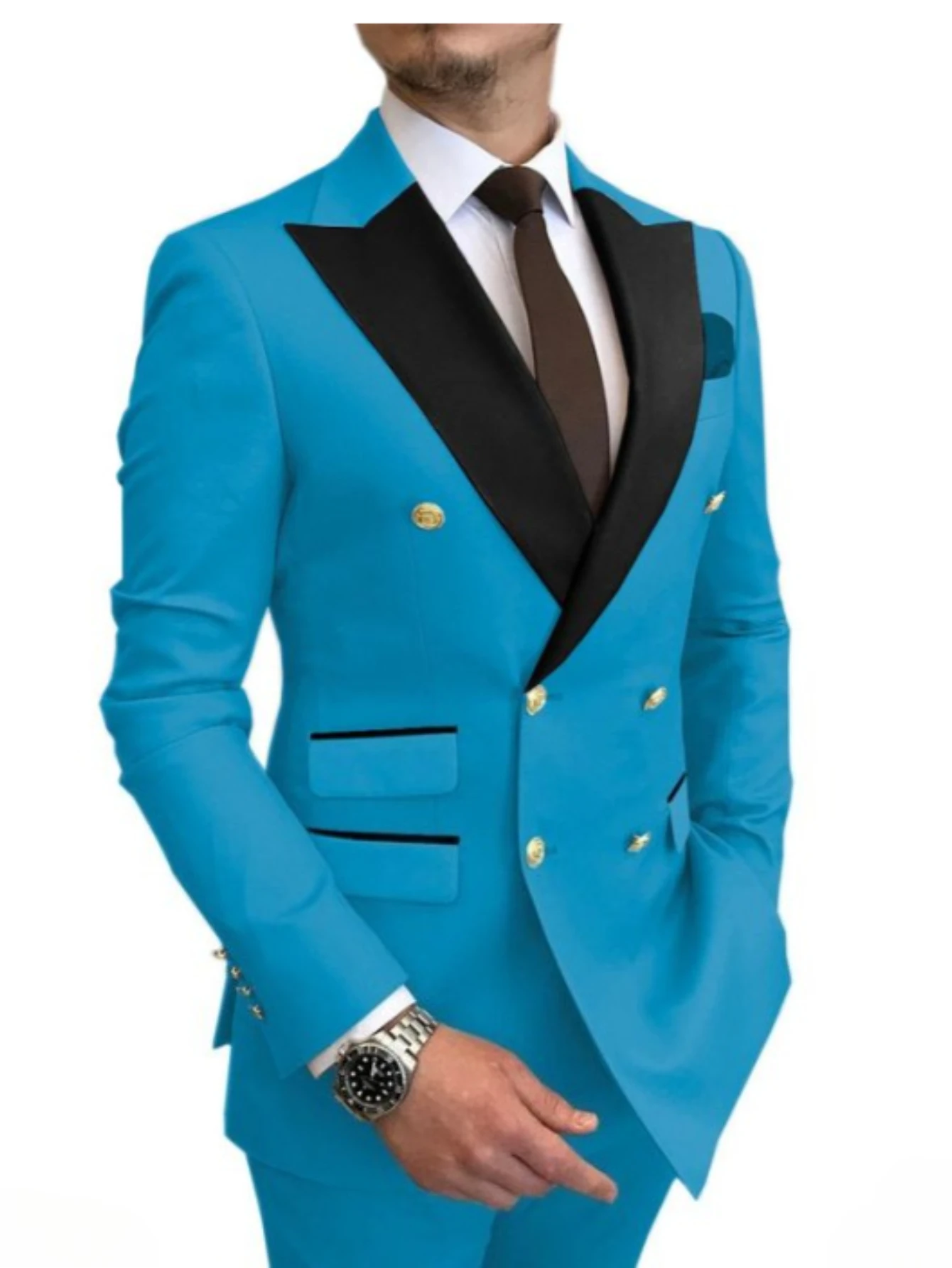 

Mens Suits For Wedding Groom Tuxedos Peak Lapel Excellent Men Blazer Prom Dresses Dinner Suits Two Pieces Suits(Jacket+Pants)