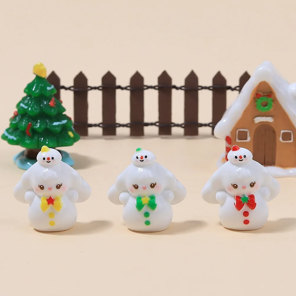 10pcs/lot Mini Christmas Figurines Fairy Garden Resin Miniature Snowman Knick-knacks Micro Landscape Home Decorations