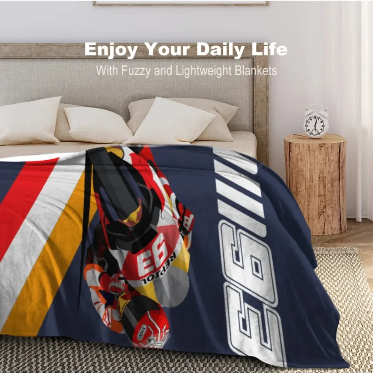 Marc Marquez Motos Gp 93 Throw Blanket Fuzzy Warm Throws for Winter Bedding3D Printing Soft Micro Fleece Blanket