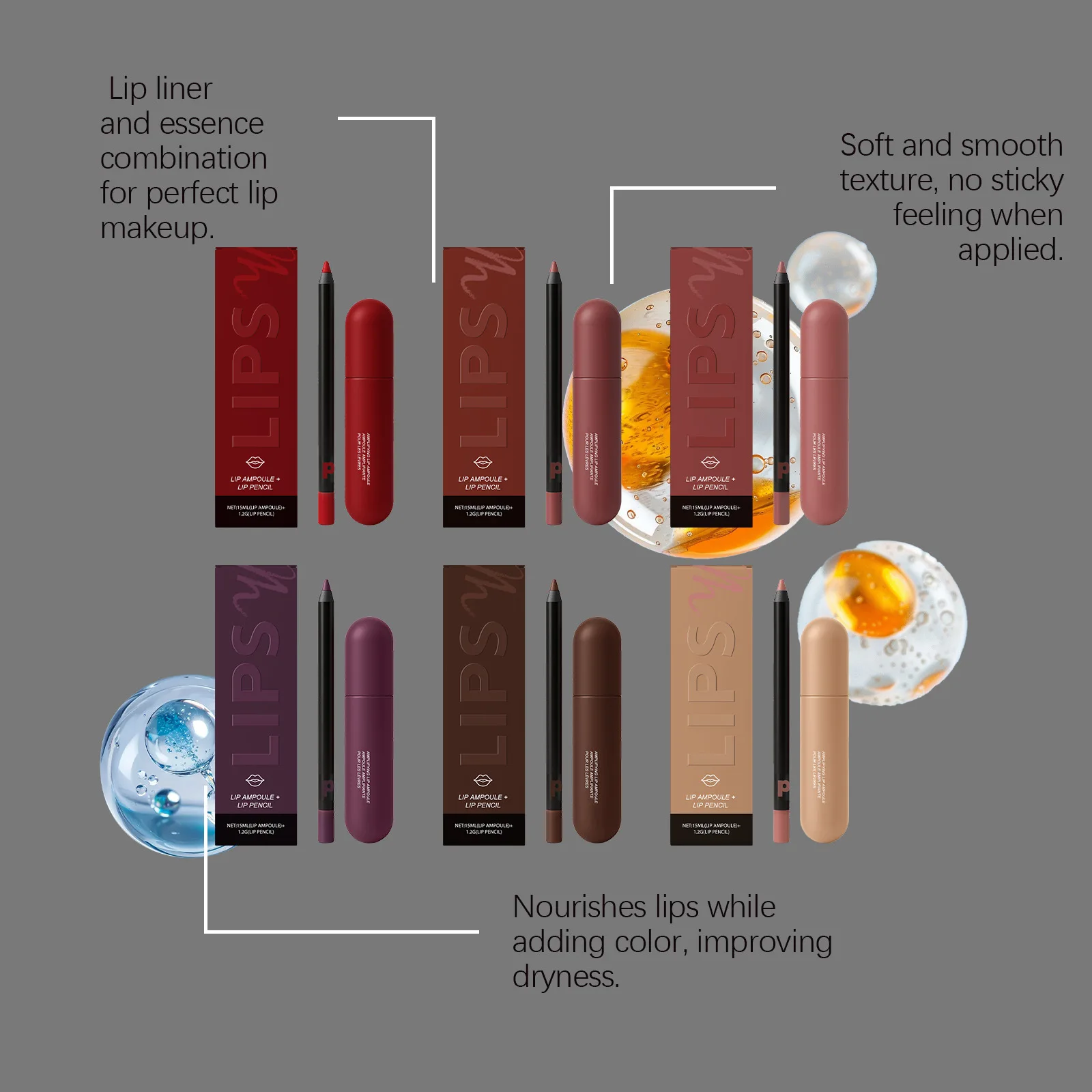 립 라이너 립글로스가 포함된 립 콤보 세트, 오래 지속되는 립 키트, 영양 공급 틴트 스테인, 볼륨감 있는 수분 공급 2 in 1 립스틱 메이크업