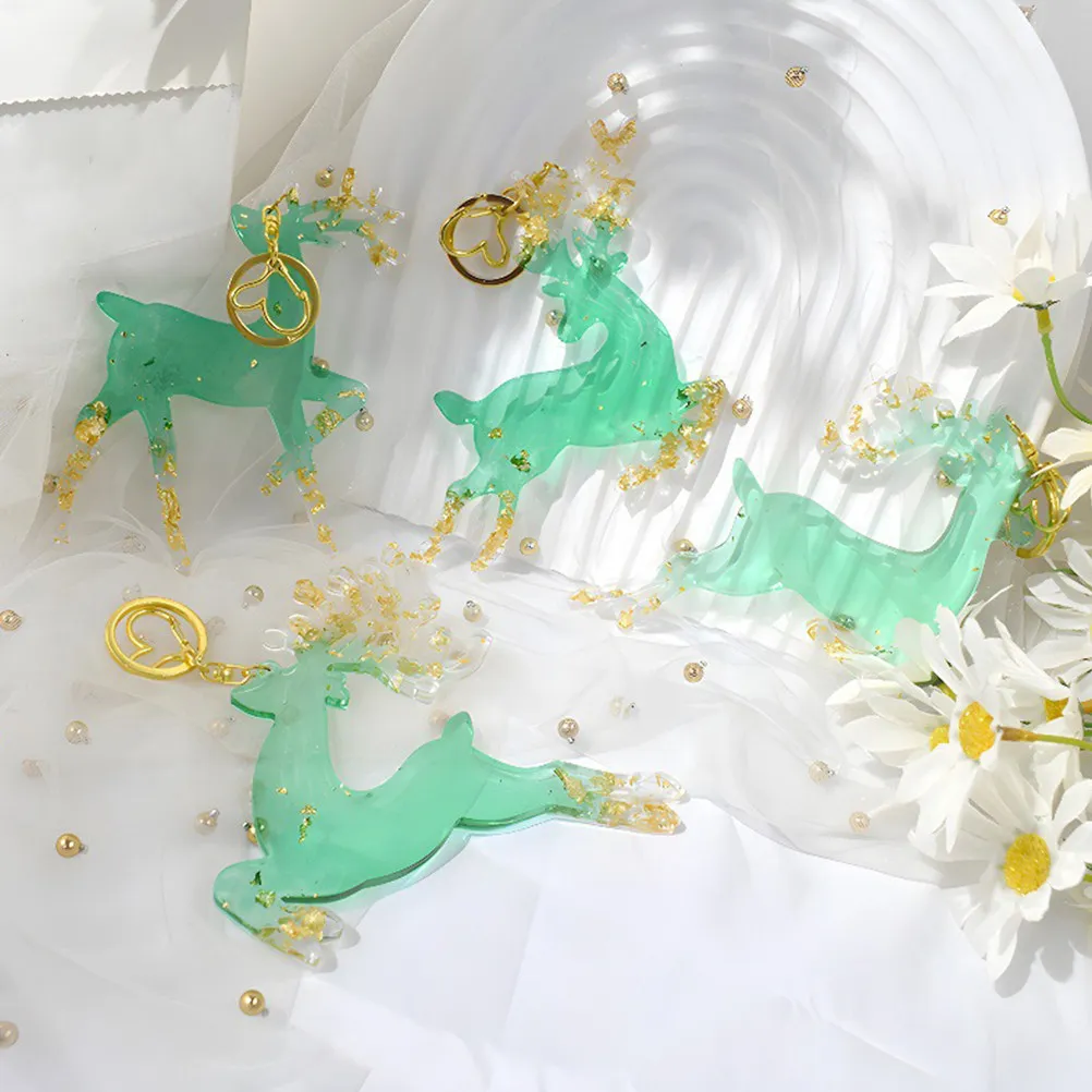 

3Pcs Elk Silicone Pendant Casting Molds Christmas DIY Keychain Epoxy Resin Elk Charm Molds for Crafting Accessories