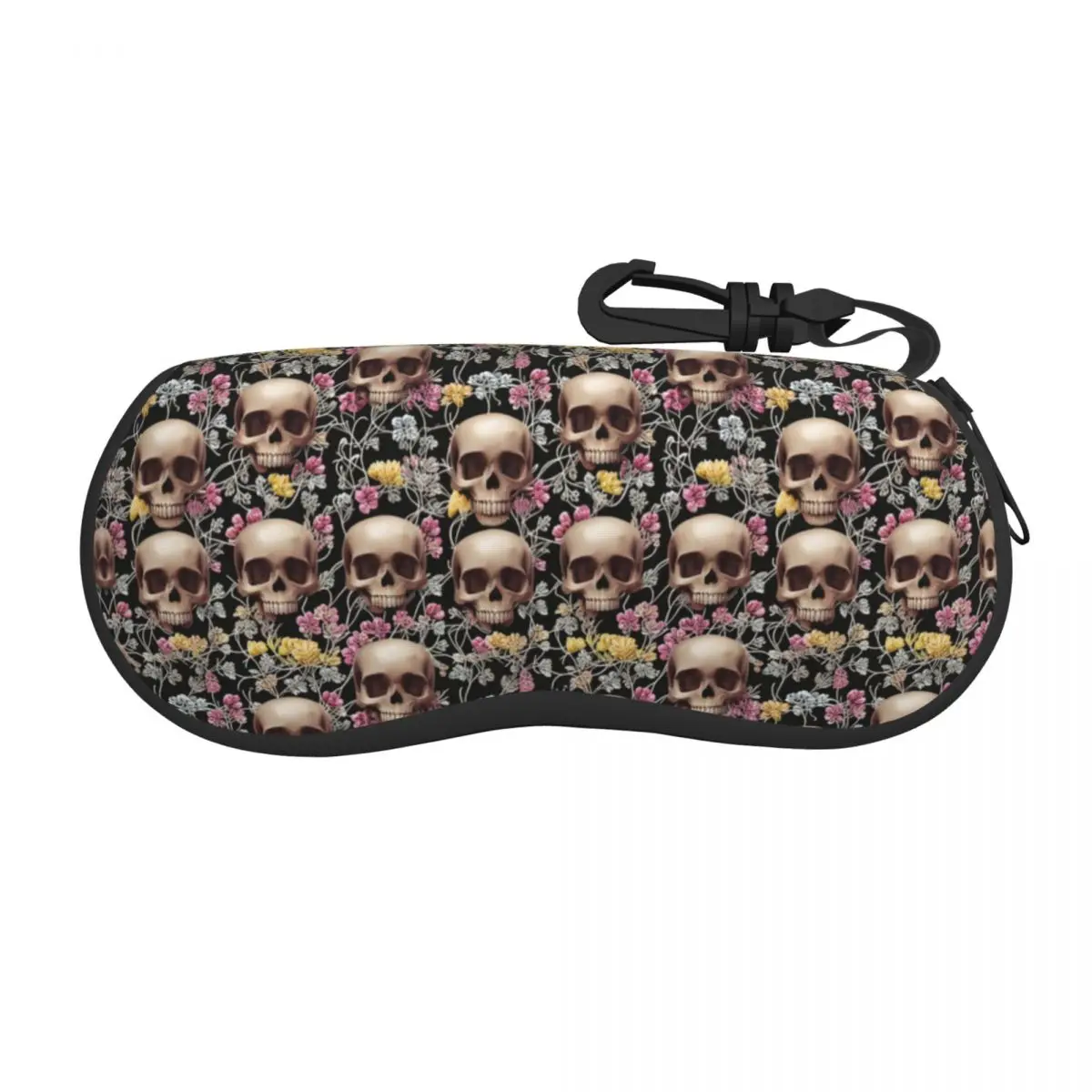 Skull Print Eyeglass Glasses Case Women Men Soft Horror Skeleton Death Sunglasses Protective Box