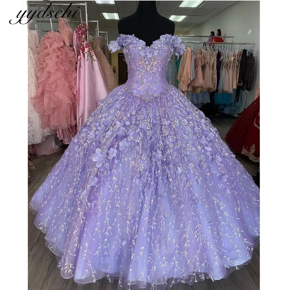 2025 Elegant Quinceanera Dresses Lace Appliques Off The Shoulder Lace-Up Birthday Party Dress Graduation Sweet 15 16 Ball Gown