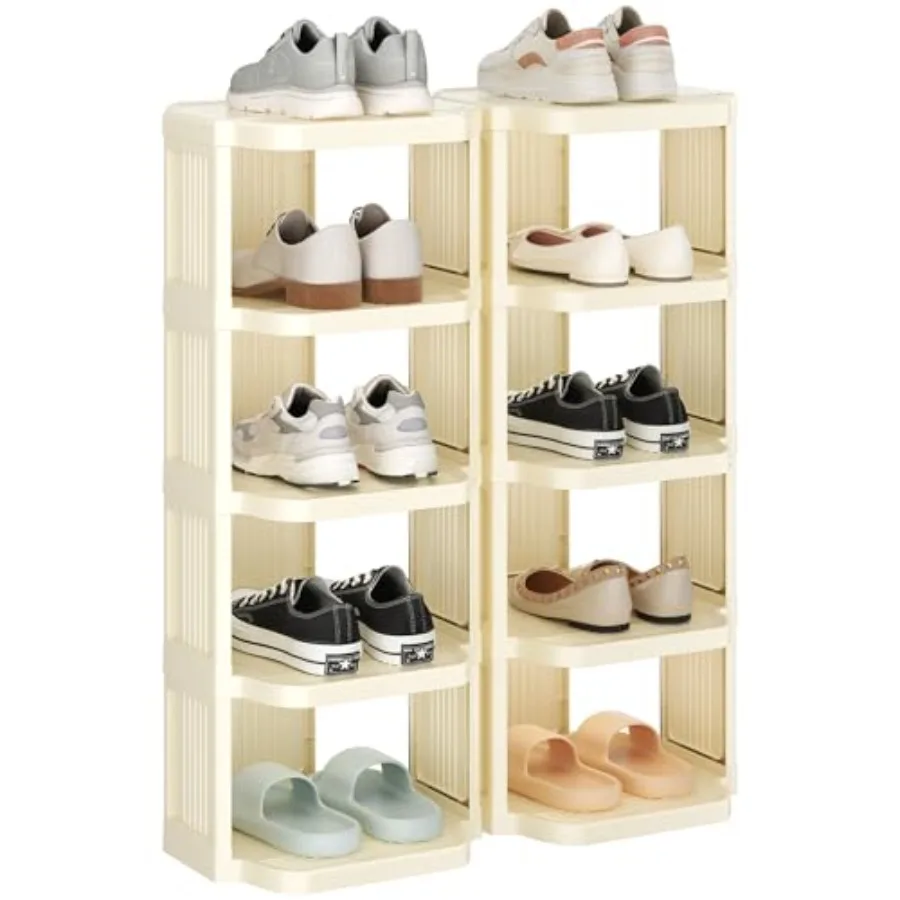

Многоярусная подставка для обуви для шкафа и прихожей - отдельно стоящая пластиковая узкая высокая вертикальная полка-органайзер для маленьких помещений