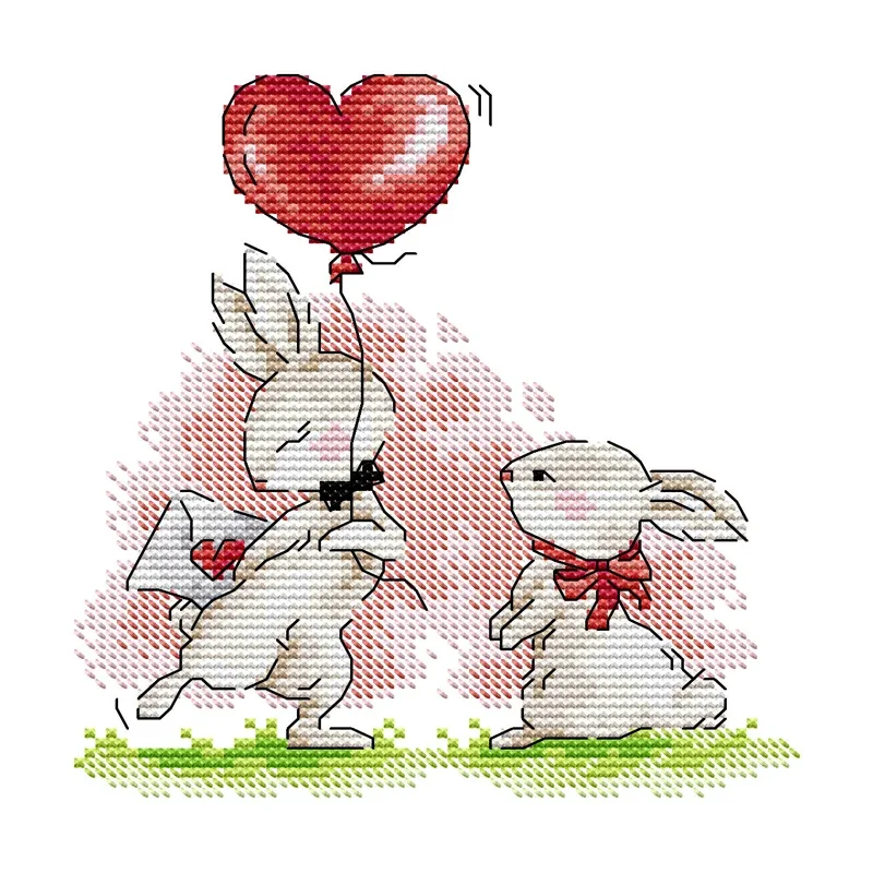 Joy Sunday Cross Stitch Kit Bunny's first date 14CT Printed Cross Stitch Embroidery Kit Print Fabric Homefun Cross Stitch Kit