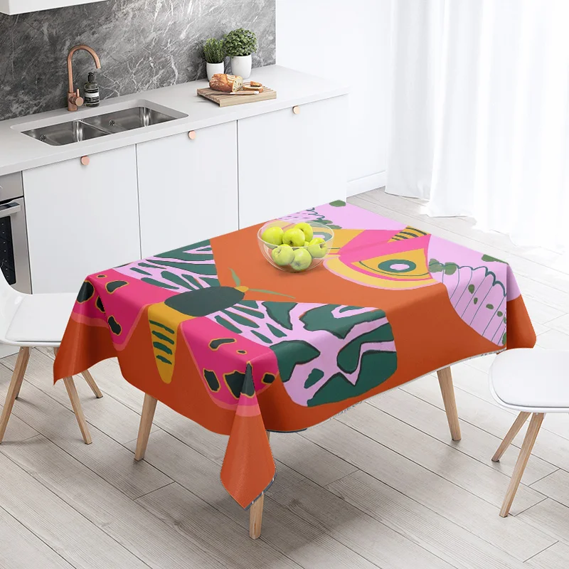 Ins Style Morandi Abstract Geometric Pattern Tablecloth Waterproof and Fade-proof Cafe Nordic Style Decorative Tablecloth