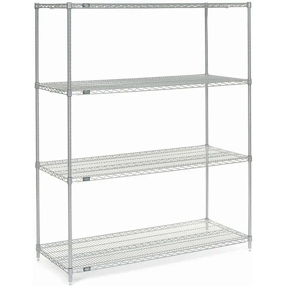 

60 Wide Silver Epoxy Wire Shelving Unit, 24 Deep, 74 Tall