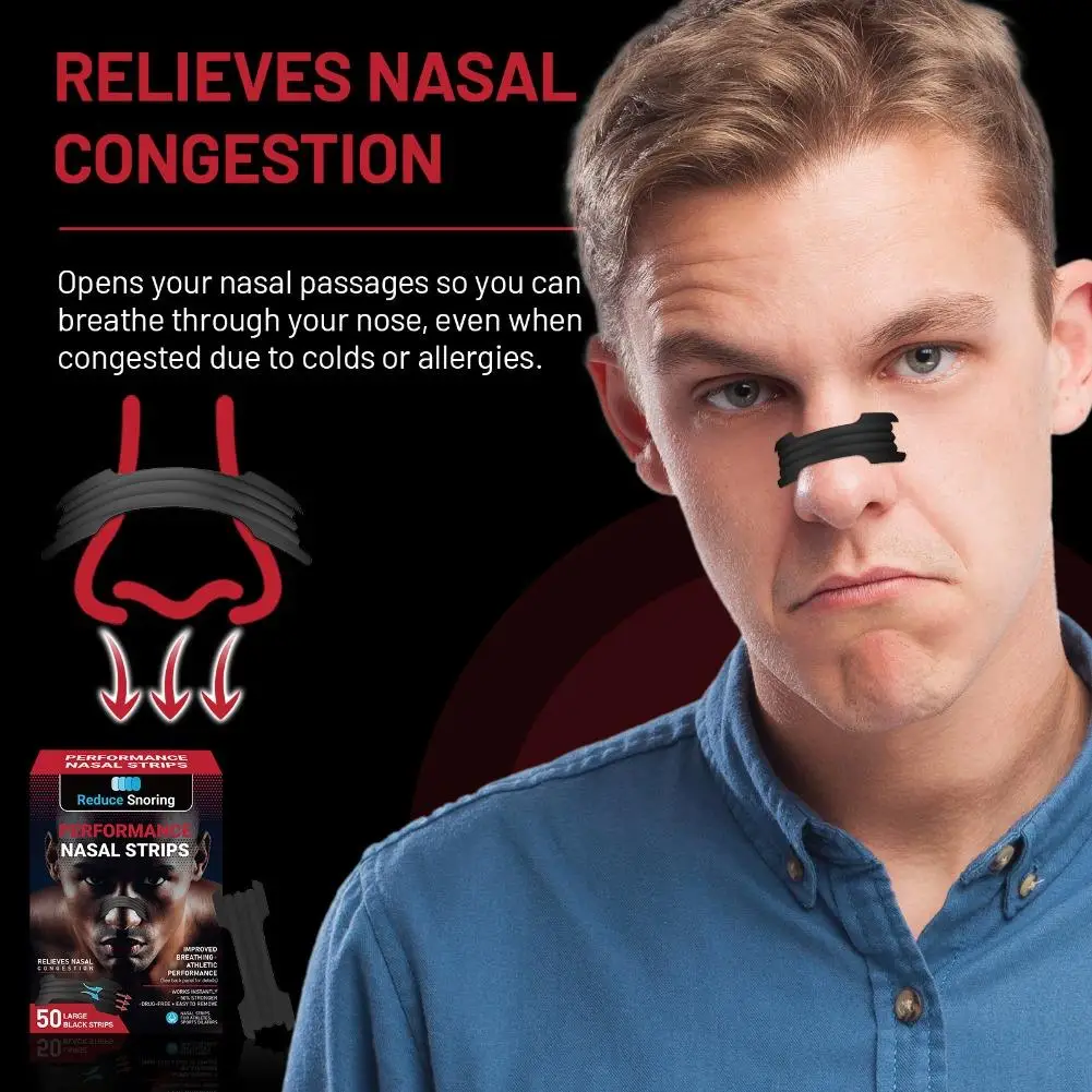 

50pcs Anti-snoring Nose Patch Non-woven Super Sports Expansion Nose Patch To Improve Athletes' Breathing Improve Sleep Breathing
