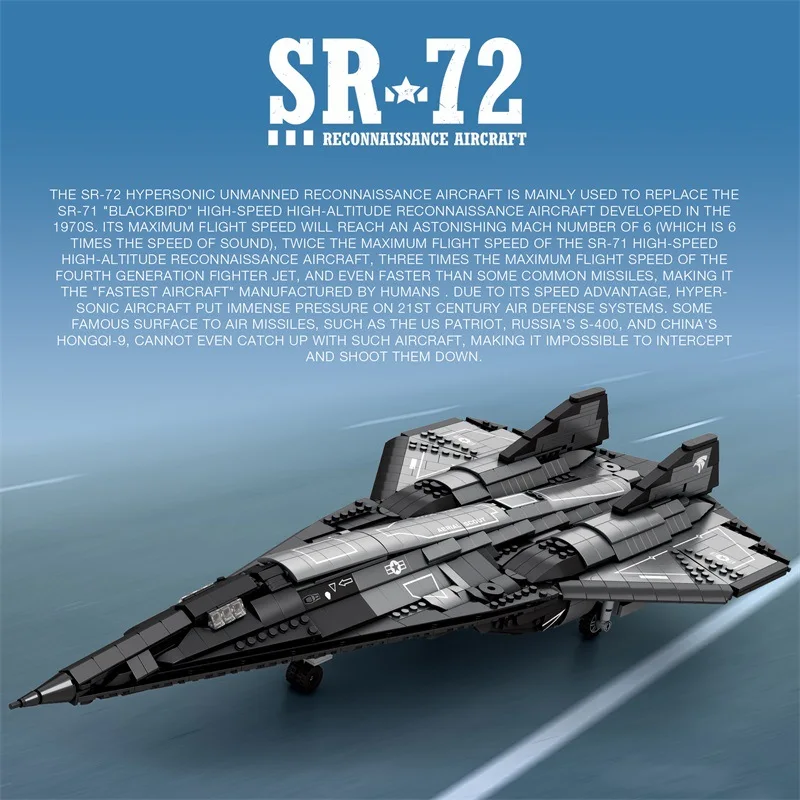 SR-72 spy plane building blocks Military Air Force fighter model building blocks Tabletop decorations Children's toys Gift2071PC