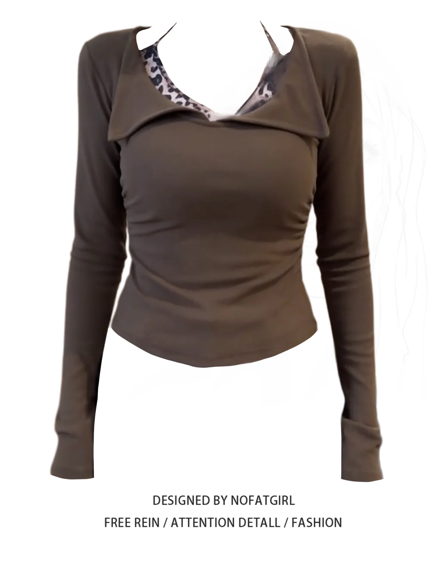 

Женская футболка больших размеров в американском стиле с леопардовым принтом, с длинным рукавом, на бретельках, базовая, для ранней весны 2026 года